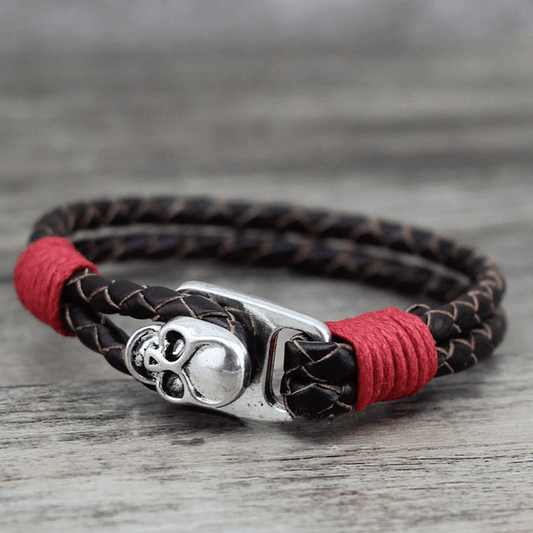 Pulsera de Cuero Calavera Infernal