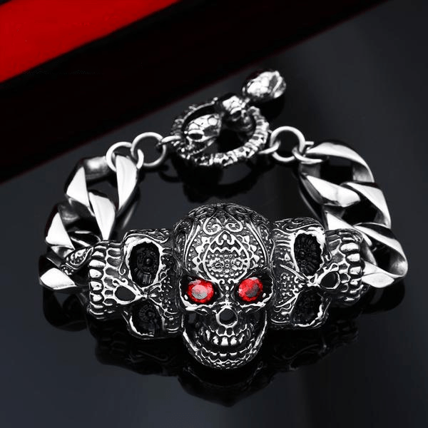 Pulsera Calavera Ojos Carmesí