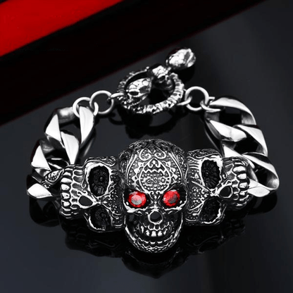 Pulsera Calavera Ojos Carmesí
