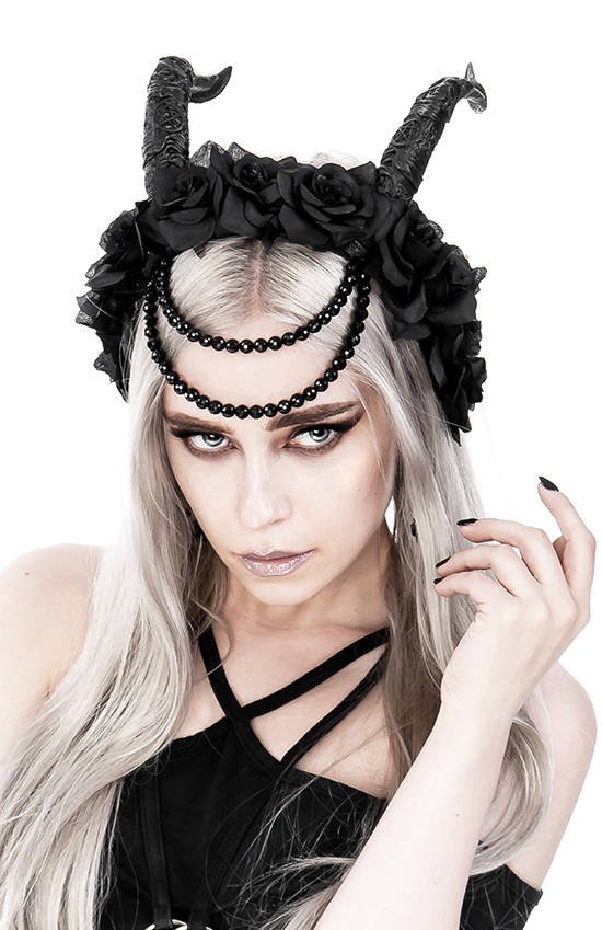 Beaded Tiefling Rose Crown del Inframundo