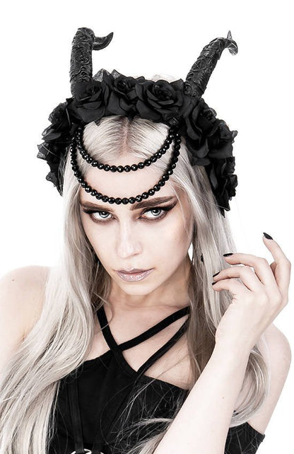 Beaded Tiefling Rose Crown del Inframundo