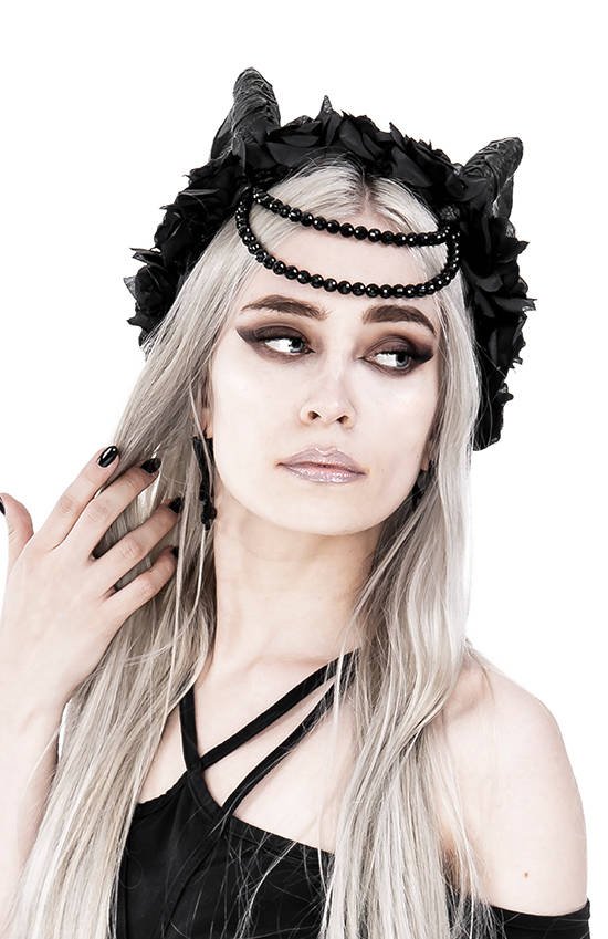 Beaded Tiefling Rose Crown del Inframundo