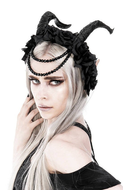 Beaded Tiefling Rose Crown del Inframundo