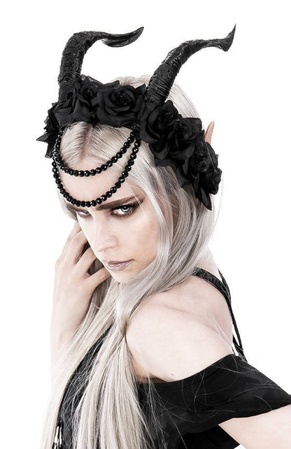 Beaded Tiefling Rose Crown del Inframundo