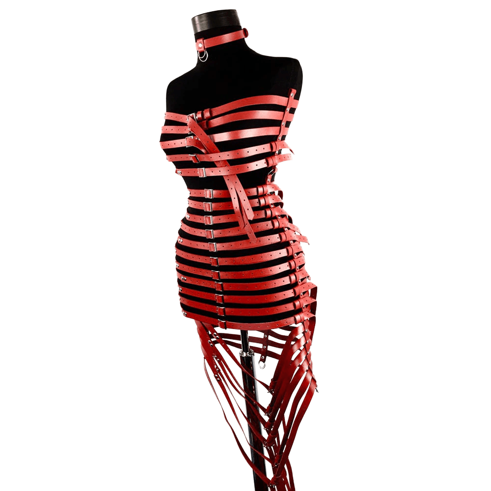 Kill The Vampire Corsé de Cuero Negro