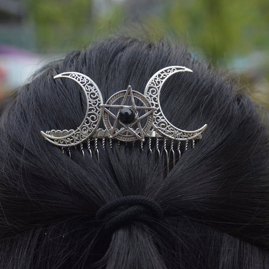 Moon & Pentagram Hair Slide de Medianoche