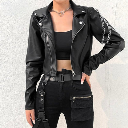 Chaqueta Gótica Punk Cropped Leather