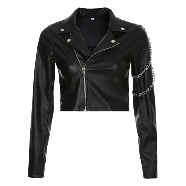 Chaqueta Gótica Punk Cropped Leather