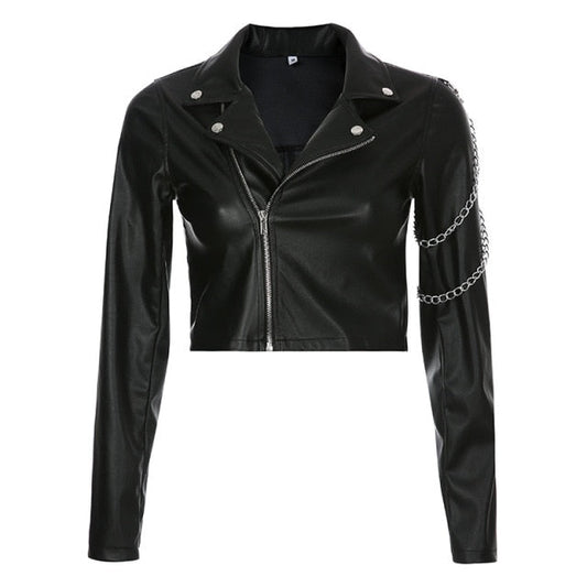 Chaqueta Gótica Punk Cropped Leather
