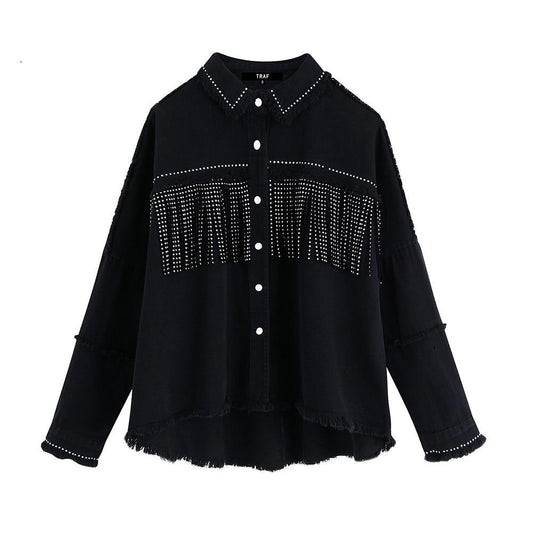 Chaqueta Gótica Denim Tassel Beaded