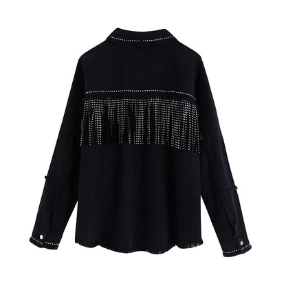 Chaqueta Gótica Denim Tassel Beaded