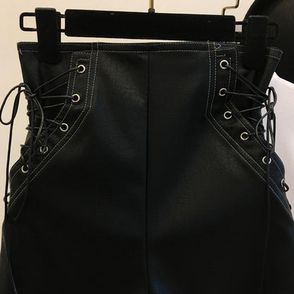 Pantalones Cortos Góticos Fleur Cuero