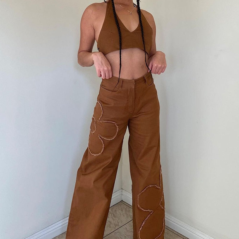 Vaqueros Góticos Brown Floral