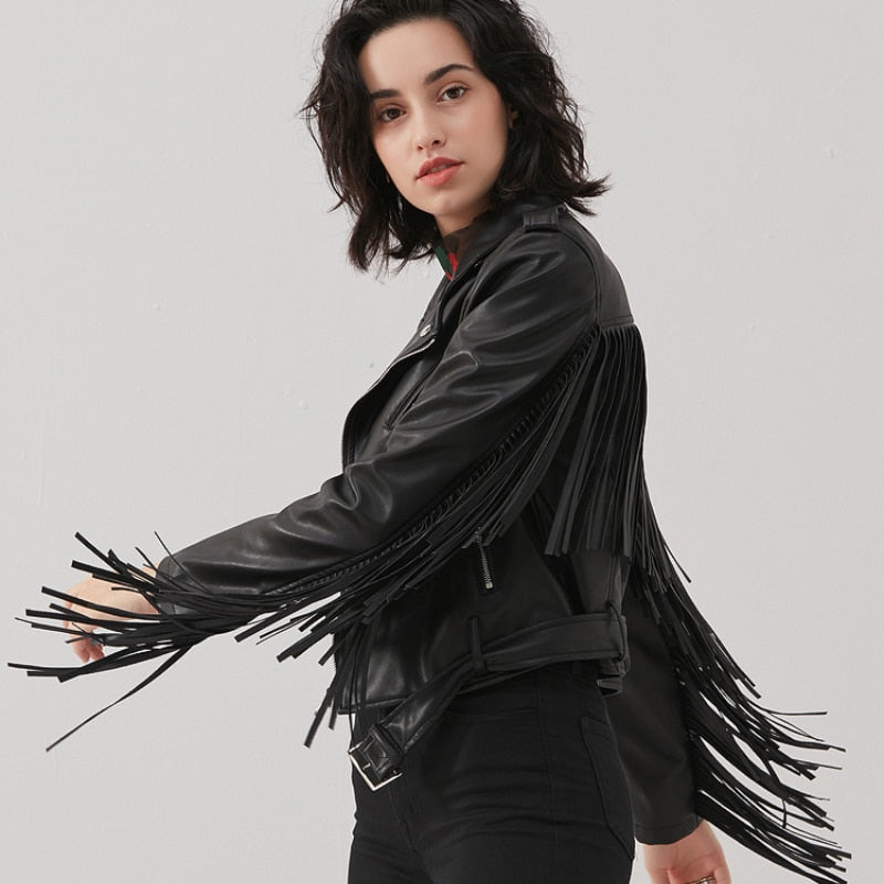 Chaqueta Gótica Fringe Ellen Leather