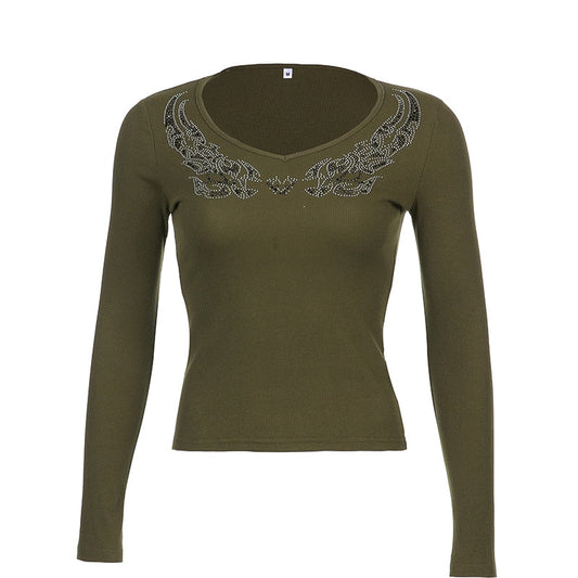 Top Gótico Grunge Rhinestone Crop