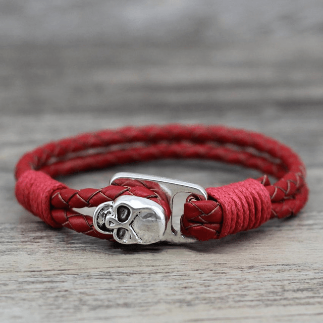 Pulsera de Cuero Calavera Infernal