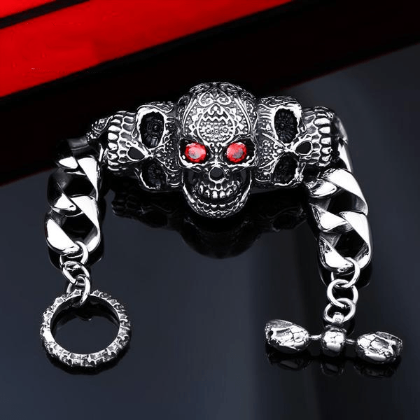Pulsera Calavera Ojos Carmesí