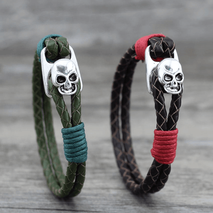 Pulsera de Cuero Calavera Infernal