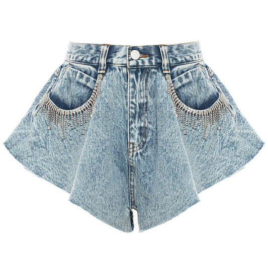 Shorts Góticos Sparkly Rhinestone Denim