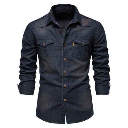 Camisa Denim Negra Manga Larga